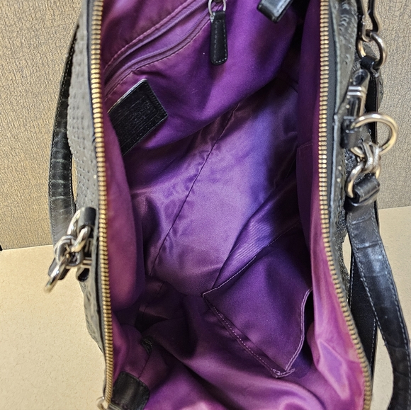 COACH Black Textured Satchel - Picture 8 of 12